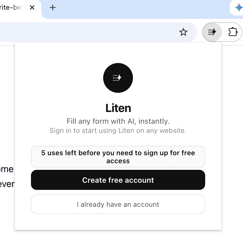 Liten popup without login