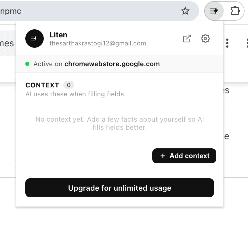 Liten popup after login